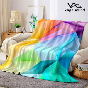 rainbow low poly Flannel Blanket Warm Soft Halloween Christmas Decorative Couch Warm Cozy All-Season Gift