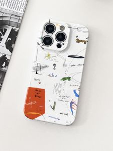 Simple Graffiti White Full Cover Phone Case for  13 Huawei Mate60 Redmi K70 Xiaomi 14 Vivo X100 Couplereno11  Style