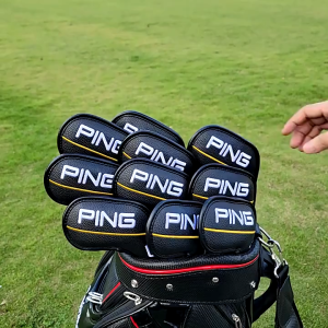 ปลอกหุ้มหัวไม้กอล์ฟ PG/TM สีขาว/สีดำ แบบ 10 ชิ้น 4/5/6/7/8/9/P/S/U/W (CVI035) Cover หนัง PU ซับในหนานุ่ม