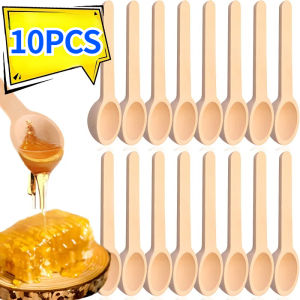 1/2/5/10ชิ้นช้อนตักเกลือน้ำตาลช้อนชากาแฟในครัวช้อนไม้ขนาดเล็กอุปกรณ์โต๊ะสำหรับบ้านช้อนไม้