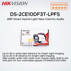(2025 New)HIKVISION DS-2CE10DF3T-LPFS Smart Hybrid Light ColorVu 4in1 2MP Audio Outdoor CCTV Bullet Analog Camera Full Time Color Built-In-MIC IP67 CCTV Camera with Weatherproof Colored Night Imaging NASHANTOO