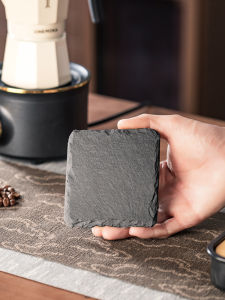 Natural Rock Heat-Resistant Mat for Moka Pot Coffee Tea Coaster High Temperature Resistant Anti-Scalding Pad Home Use Cup Mat