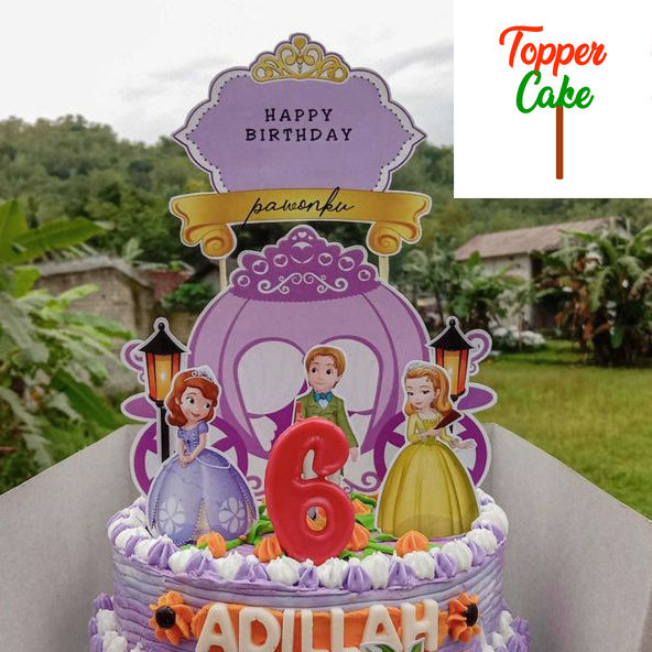 Topper Cake Putri Sofia gratis tambah nama, usia dan foto/Hiasan kue ulang tahun