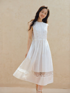 INMAN | Đầm Voan Thêu Cotton-Linen Không Tay Phối Màu