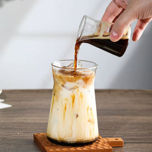 แก้วกาแฟโปร่งใส แก้วชา วัสดุกระจกทนความร้อน เหมาะสำหรับร้านกาแฟ 380ml Glass cup