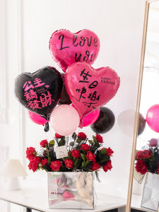 Valentines Day Heart Shaped Balloons Decorations Romantic Engagement Birthday Scene Arrangement Floating Aluminum Foil Props