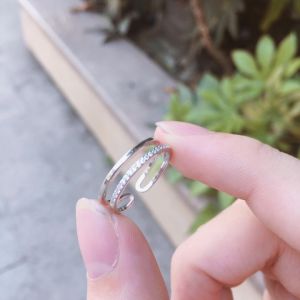 Nhẫn bạc 925 Huệ Ngân - Free size mảnh 2 vòng RR1723