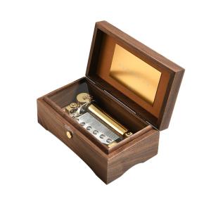 Walnut Music Box Personalized Song Creative Valentines Day Gift for Girlfriend Couple Rhymes Mechanism Triennial Celebration