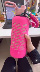 【304】Stainless Steel Thermos for Hat/Cold Water 22oz/750ML 32oz/1000ML Vacuum Flask Tumbler for Kids/Adult Vacuum Insulated Tumbler Stainless Steel Sports Bottle 【3pcs】Sports insulation cup+protective cover+cup rope