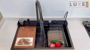 LUXE 304 Stainless Steel Flying Rain Waterfall Nano Honeycomb Multi Function Workstation Kitchen Sink