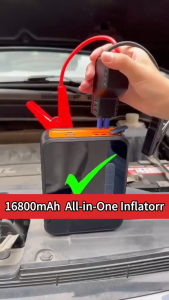 【10-years warranty】4 in 1 Car Jump Starter With Air Pump＆Flashlight＆Power bank Heavy Duty 168000mAh Jump Starter For Car Battery Car Battery Jump Starter Car Starter Car Jump Start Power Integrated With Inflation Pump
