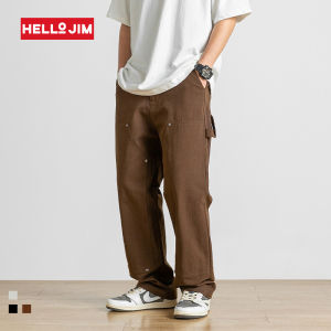 HELLO JIM 100% Cotton Pants For Men Cargo  2023 New Style American street double knee overalls Cargo Pants For Men Slack  K2163