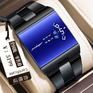 POEDAGAR new trendy watch for mens waterproof unique stainless steel square digital watch