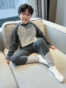 Heated Thermal Fleece Childrens Sleepwear Set Boys Warm Underwear Autumn Winter Home Comfortable Soft Thickened Fabric Kids Pajamas
