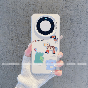 Korean Japanese Cartoon Animal Head Image Phone Case Anti-Fall Protection for Huawei Mate70/60 pro Creative Mate50E Small Audience