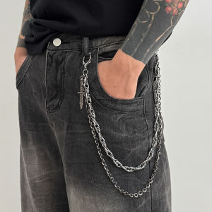 Salircon HipHop Goth Creative Pendant Keychain Waist Belt Men Women Vintage Wallet Trouser Hipster Jeans Chain Halloween Jewelry