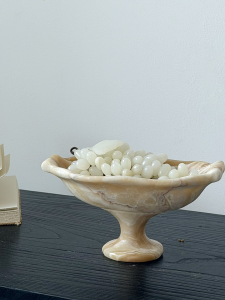 Zen-style Natural Stone Fruit Tray with Handles