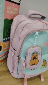 🔺D1-1608 - CAPYBARA Design 46CM Korea Backpack / Beg Galas Sekolah Rendah & Menengah / Kanak-Kanak Kids Backpack