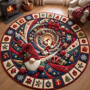 Creative Visual Goblin Christmas Rug Deep Vortex 3D Round Carpet Non-Slip Soft Plush Mat Scary Living Room Decor