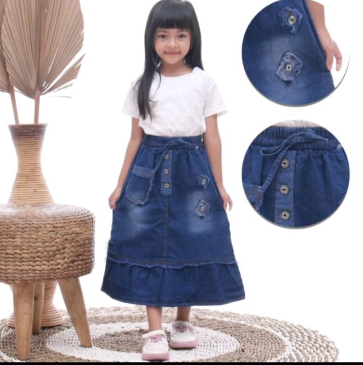(COD) ROK JEANS ANAK PEREMPUAN TERBARU ROK ANAK KEKINIAN UMUR 4-5-6-7 ...