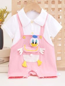 Baby Short Sleeve Onesie Summer Thin Cute Boy Girl Infant Clothes Cotton Cartoon Print Half Sleeve Harvey Crawling Suit
