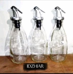 Botol Kaca 3pcs 250ml Tempat minyak Goreng tutup dispenser Botol Soda Botol sirup Tutup anti tumpah