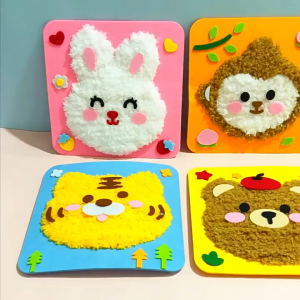 🔥HOT🔥【Malaysia Ready Stock】DIY Embroidery Doll Set For Kids Sewing Arts And Crafts Kit Easy To Do Cartoon Animal Sewing Projects Yarn Board Felt Animals Stickers Hands On Activities
