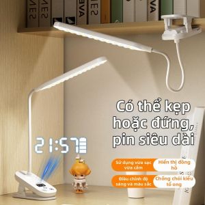LIWAN | Đèn Học Chống Chói Có Đồng Hồ Sạc Điện Bên Cạnh Giường
