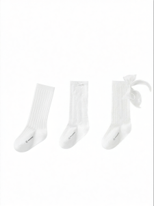 Purcotton | Summer New Girls Legwear Socks Bow Design White Cotton