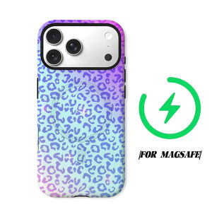Gradient Iridescent Leopard Phone Case for iPhone 18 17 16 15 14 13 12 11 Air Pro Max Plus Double-layer Cover