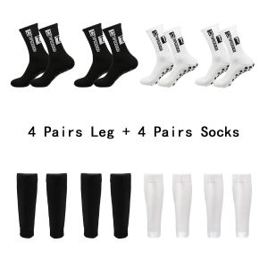 4 Set Soccer Socks Shin Guard Socks Men Women non slip grip socks Football Calf Sleeves cycling Socks Sports Shin guards set