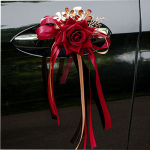 New Wedding Car Decorative Head Flower Door Handle Butterfly Knot Ties Festive Celebration Bride Groom Couple Gift