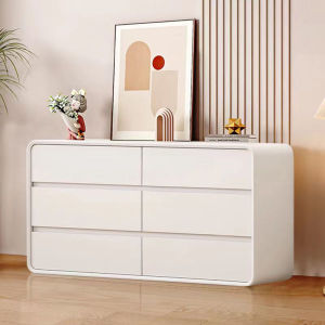 Luxury Cream Color Solid Wood Chest of Drawers Bedroom Nightstand No Installation Required Living Room Storage Cabinet Double Row Six Drawer Eight Drawer Cabinet