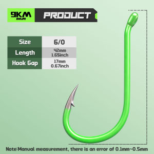 9KM DWLIFE | 9KM Octopus Hook 25-100pcs Fishing Hook Luminous Green Offset Heavy Duty Live Bait Hook for Saltwater Freshwater