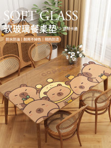 Capabala Table Mat Transparent Soft Glass Tablecloth Waterproof Oil-Proof High Temperature Resistant Desktop Protective Pad Disposable Tablecloth