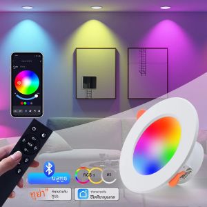 Tuyaสมาร์ทLed Downlight 220V 10W RGBโคมไฟเพดานSmart Lifeบลูทูธสามารถหรี่แสงได้RF 2.4G Remote Group Control 1-4 แพ็ค