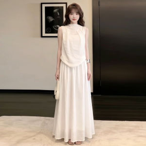 LIRENQING | Đầm Trắng Không Tay Phong Cách Pháp