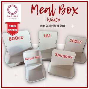 Premium White Meal Boxes | Burger Hotdog Spaghetti Take Out Box | Food