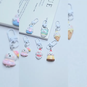 AI-C1443 Gantungan Kunci Resin Beruang Putih Ganci Charm Phone Serbaguna / Gantungan Kunci Bear Lucu