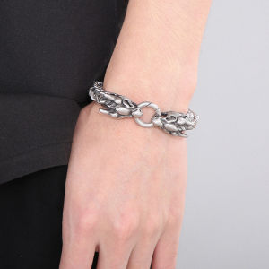 Kemstone Vòng Tay Mắt Xích Nam Mạ Bạc Hình Động Vật Bằng Thép Không Gỉ Quà Tặng Trang Sức