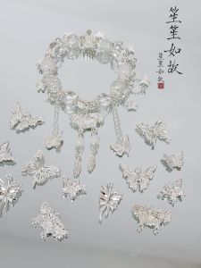 Handmade DIY Butterfly Pendant Beaded Jewelry Accessories New Chinese Style Necklace Bracelet Loose Beads Fashion Accessories