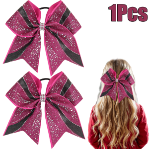 Glitter Rhinestone Large Bow Hair Band For Girls Women Sweet Shiny Crystal Rubber Bands Hair Elastics Daily Party Accessories