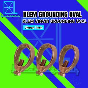 Clamp Klem Cincin Grounding Oval Stick For Rod Isolator Kabel Penangkal Anti Petir Clem Clamp Ground Rod Copper Ring