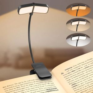 16 LED Wingy Book Light โคมไฟอ่านหนังสือแบบชาร์จไฟได้อ่านหนังสือบนเตียง 3 อุณหภูมิสี Dimming ความสว่างอ่านอ่านโคมไฟ
