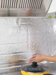 Kitchen Oil-proof Wallpaper Heat Resistant Wallpaper Stove Cabinet Self DIY  Aluminum Foil Waterproof Sticker Kertas Pelekat Dapur Memasak