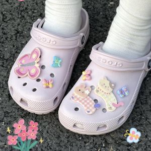 Clog Charms Kawaii Pastel Cat Rabbit Butterfly Heart Detachable DIY Aesthetic Girly Shoe Decor Accessories for Girls Women Teens