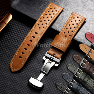 Vintage Oil Wax Leather Watch Band 18/20/22/24mm Bracelet for Seiko Butterfly Buckle BreathableCowhide Strap for Omega Watchband