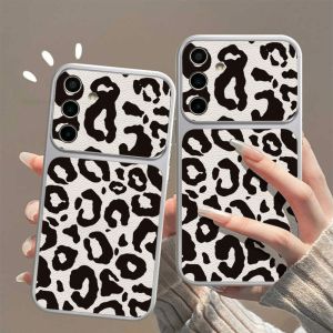 Leopard Leather Phone Case For Samsung Galaxy S26 S25 Ultra FE S24 S23 Ultra S26+ A57 A56 5G A55 A54 A53 A26 Cover With Lanyard