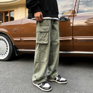 High Street Workwear Pants Men Women Spring Autumn Loose Trendy Belt Straight Leg Casual American Wide Leg Pants
