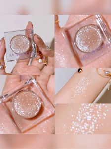 MONLEYTA | Single Color Shiny Pearlescent Glitter Eye Shadow Palette Sparkling Crystal Effect Waterproof Sweatproof Easy To Apply Makeup